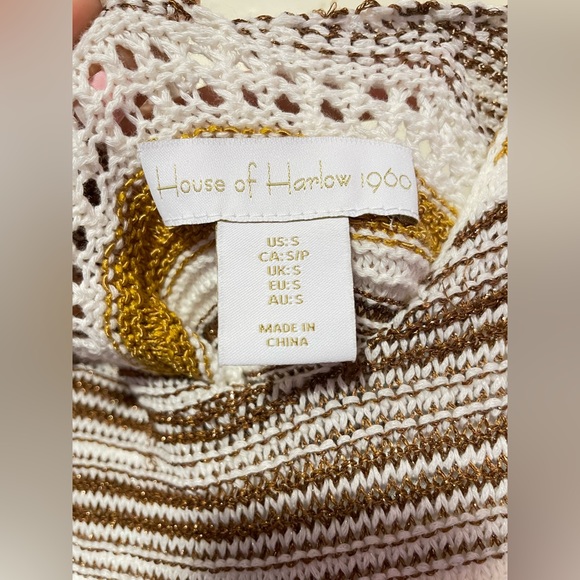 House of Harlow 1960 Gold and White Striped Knit Midi Dress - Picture 4 of 4